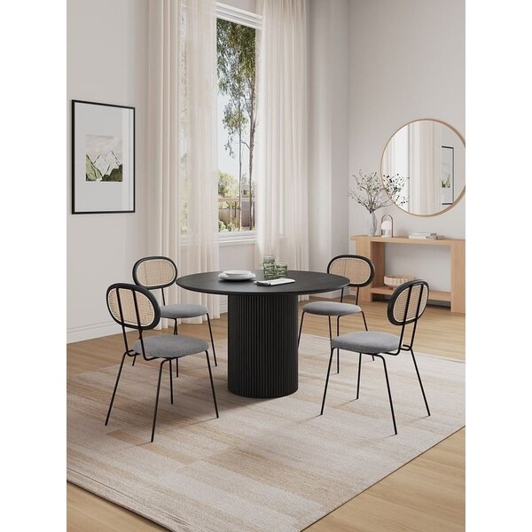 Manhattan Comfort Round Dining Set of 5, 47.24 in L, American Solid Ash Wood, Black 4-DT03DCCA06-GY - main